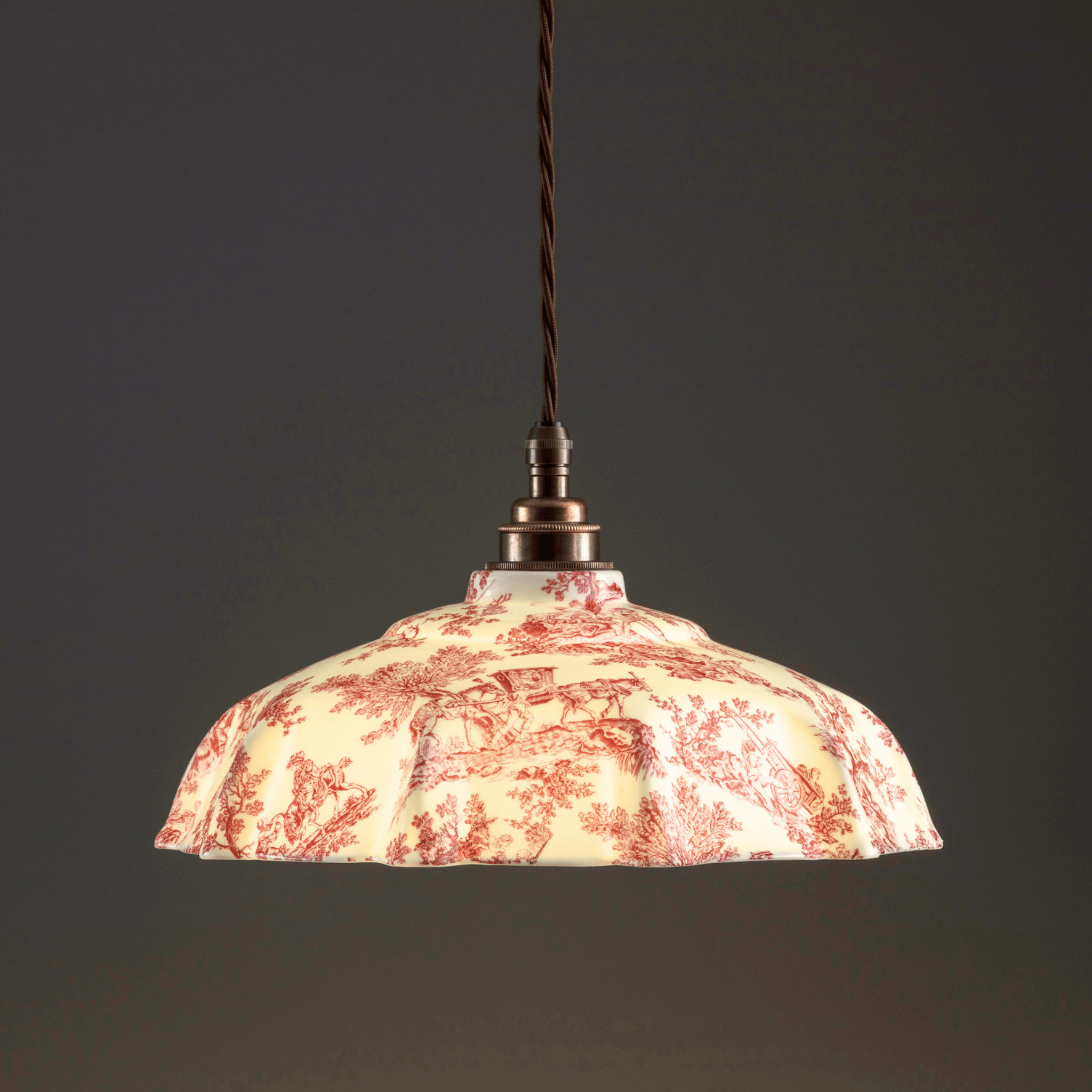 NEW Campbell Claret Toile du Jouy Pattern Pendant