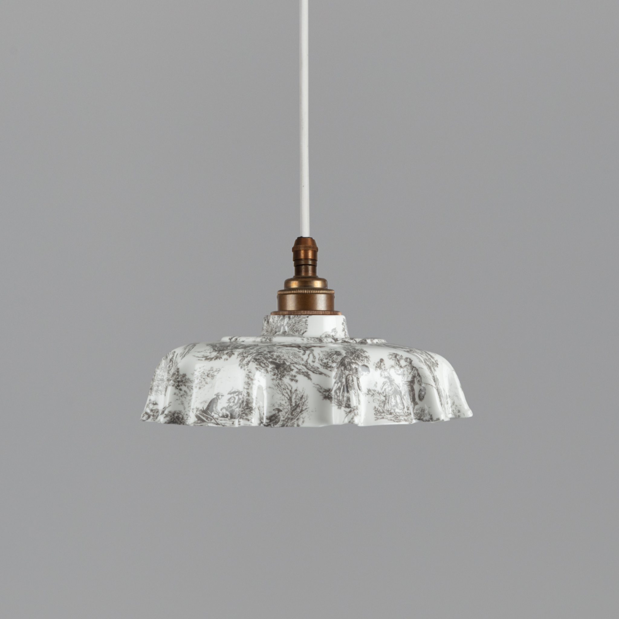 NEW Campbell Black Toile du Jouy Pattern Pendant