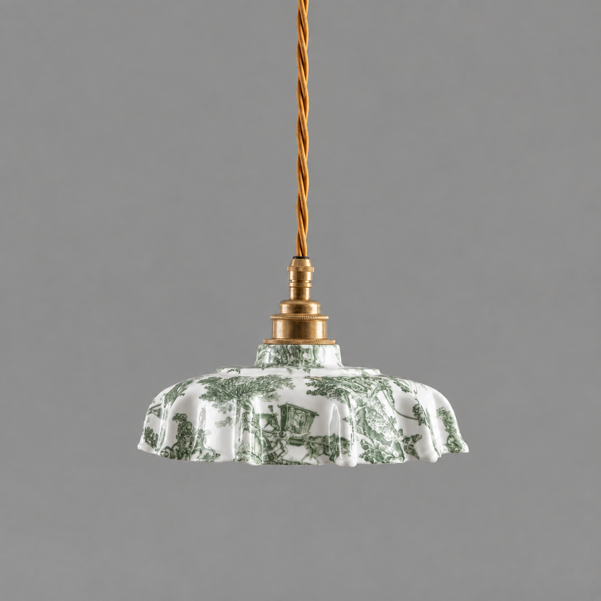 NEW Campbell Green Toile du Jouy Pattern Pendant