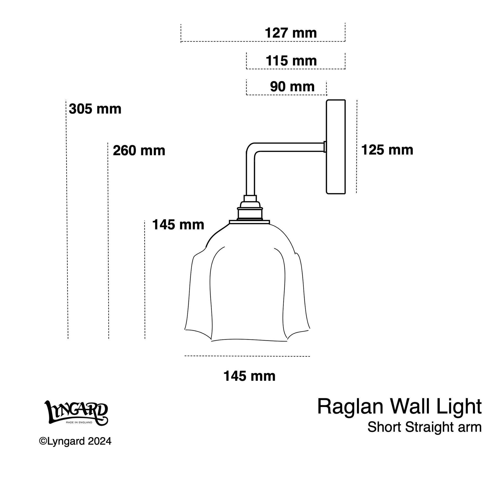 Raglan Straight Arm Wall Light