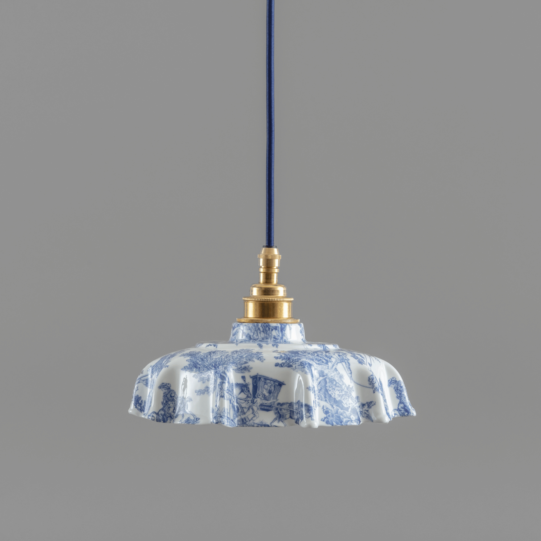 NEW Campbell Blue Toile du Jouy Pattern Pendant