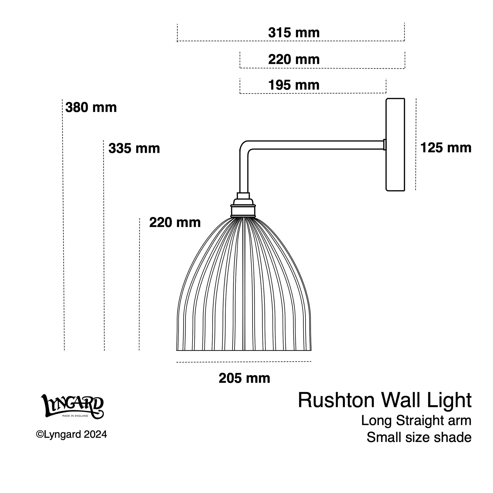 Rushton Medium Straight Arm Wall Light